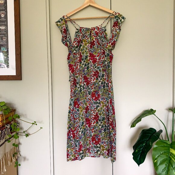 Prototipos Off the Shoulder Flutter Sleeve Summer Floral Dress Size 12 - Picture 1 of 10